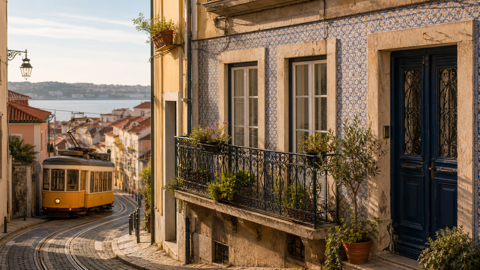 Old-town tiled apartment facade at Casa do Quase