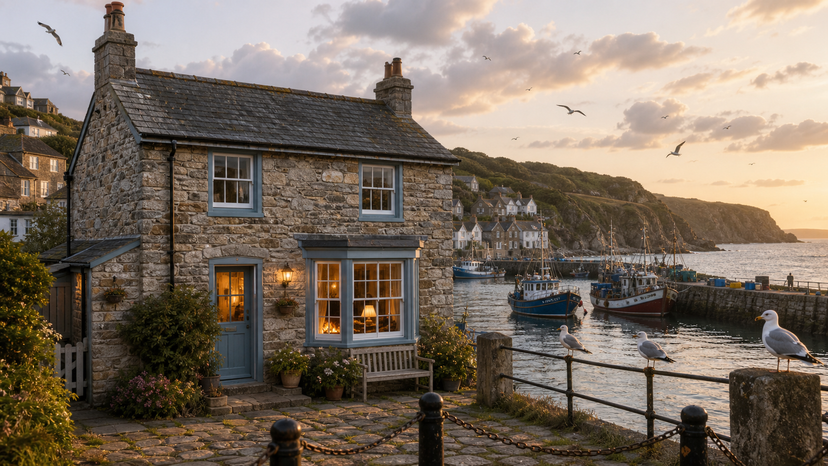 Harbourfront stone cottage at Gull Watch Cottage