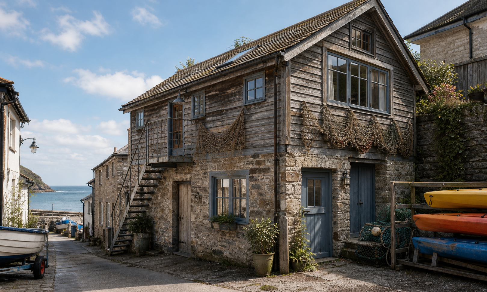 Converted harbour net loft exterior