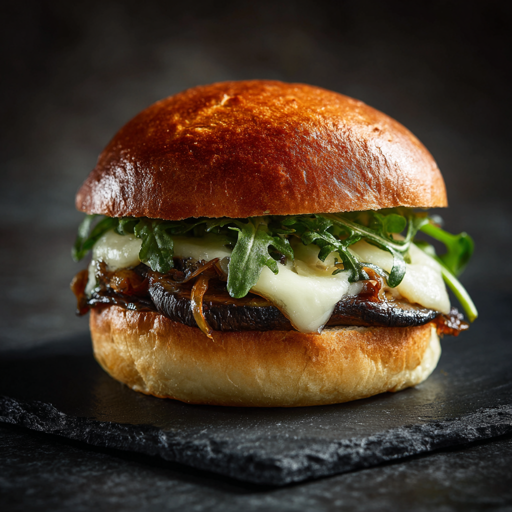 Grilled Halloumi and Mushroom Burger