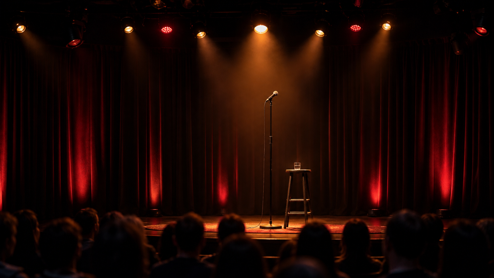Spotlit stage microphone for Cassia Wren
