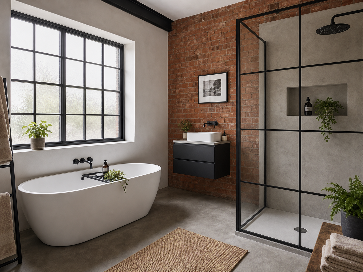 Bathroom in the converted warehouse apartment
