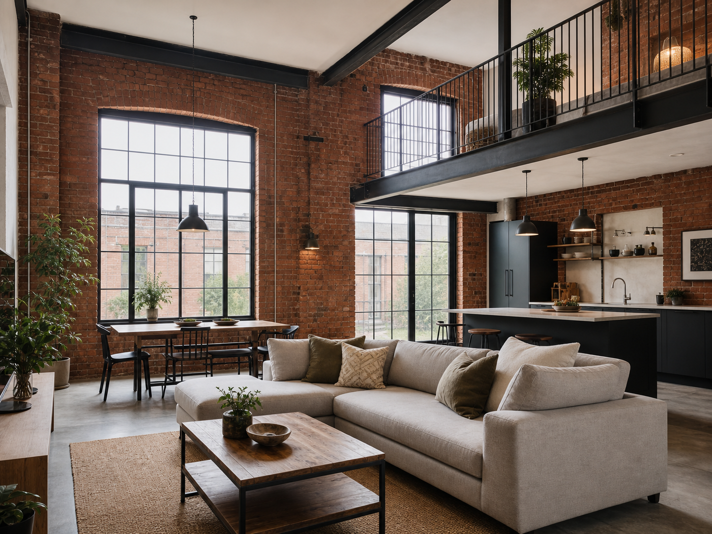 Open-plan loft living space in The Old Custard Works