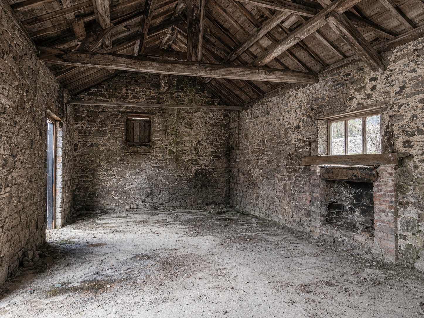 Derelict old forge interior for the development opportunity