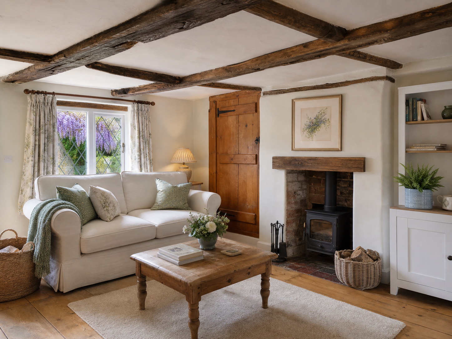 Living room inside the cottage on Wisteria Lane